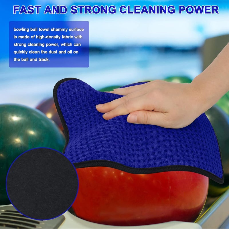Anglekai 3 Pack Bowling Ball Towels, 10" x 8" Microfiber Bowling Shammy Accessories with Easy-Grip Dots Non-Slip (Blue) - Image 5